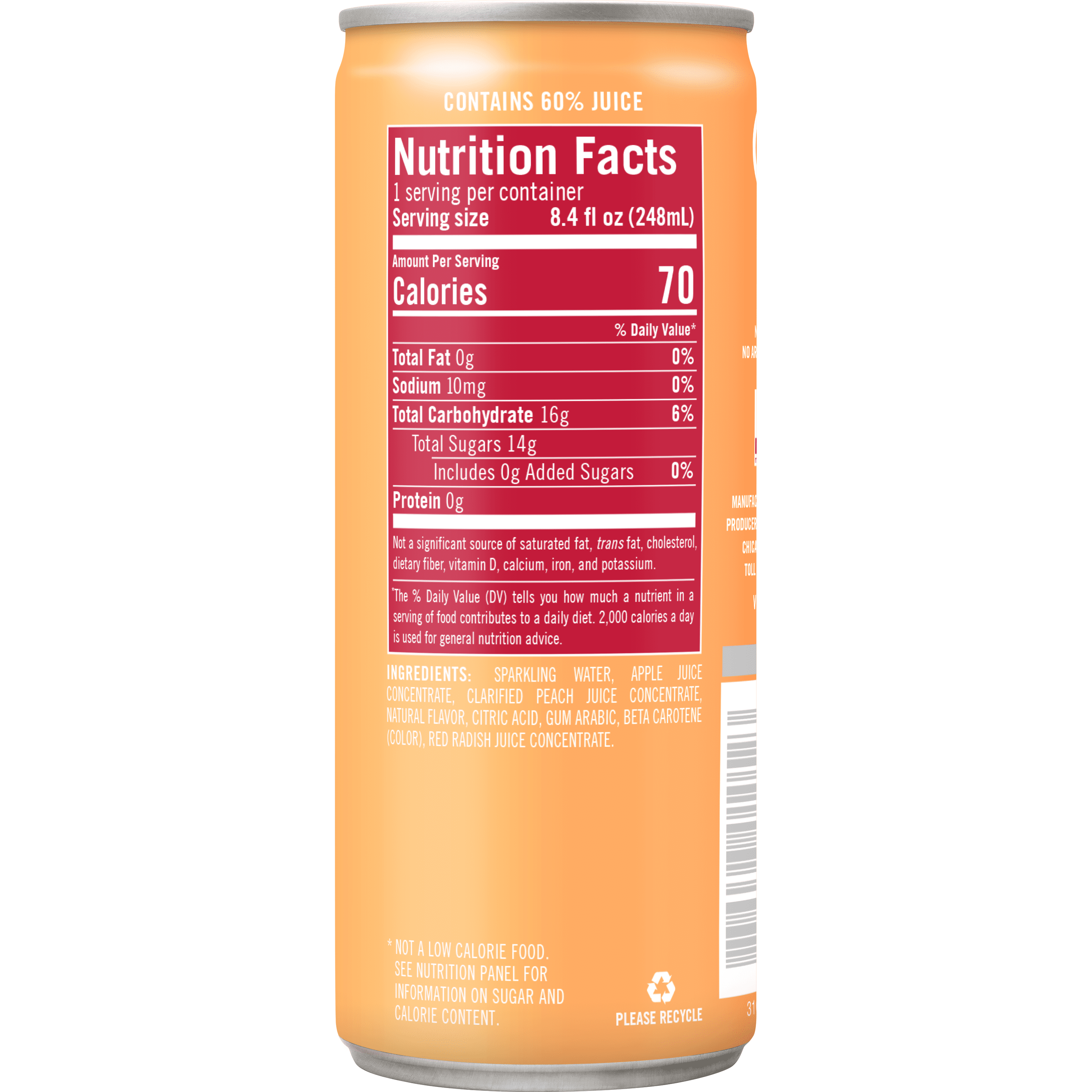 (24 pack) IZZE Sparkling Juice Peach, 8.4 oz Cans