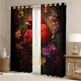 thumbnail image 2 of Feelyou Kawaii Robin Bird Black Out Curtains for Teen, Dreamy Groovy Flower Curtains Pack of 2 (42x63 Each), Rustic Farmhouse Animal Bedroom Curtains, Curtains and Drapes Home Decor, 2 of 6
