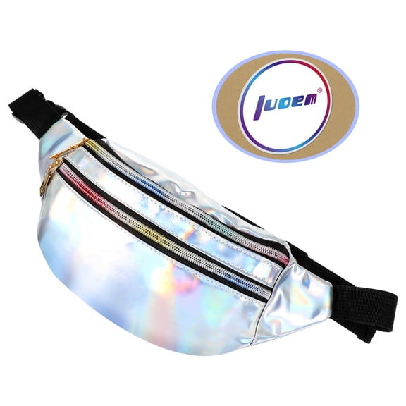 OATIPHO Holographic Waist Pack for Women Shiny Stylish Appearance in Silver 1Pcs