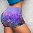thumbnail image 4 of Xecao Colorful Purple Cosmos Flower Print Workout Shorts for Women Soft Smooth Gym Yoga Scrunch Active Tennis Workout Running Shorts, 4 of 9