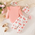 thumbnail image 3 of HWJAD Daddy's Girl Newborn Baby Girl Clothes Infant Outfits Romper Floral Fall Outfit Rose Pant Hat Headband Sets, 3 of 7