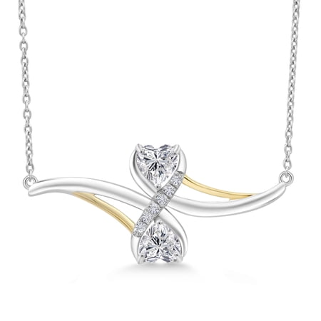 Gem Stone King 925 Silver and 10K Yellow Gold Lab Grown Diamond Pendant Necklace for Women | 0.94 Cttw | Gemstone April Birthstone | Heart Shape 5MM | DEF Color | VVS-VS Clarity | With 18 inch Chain