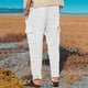 thumbnail image 5 of Pantalones largos de algodón y lino para hombre con cintura elástica y cordón ajustable, pantalones casuales de uso diario, pantalones deportivos, pantalones para hombre, 5 of 5