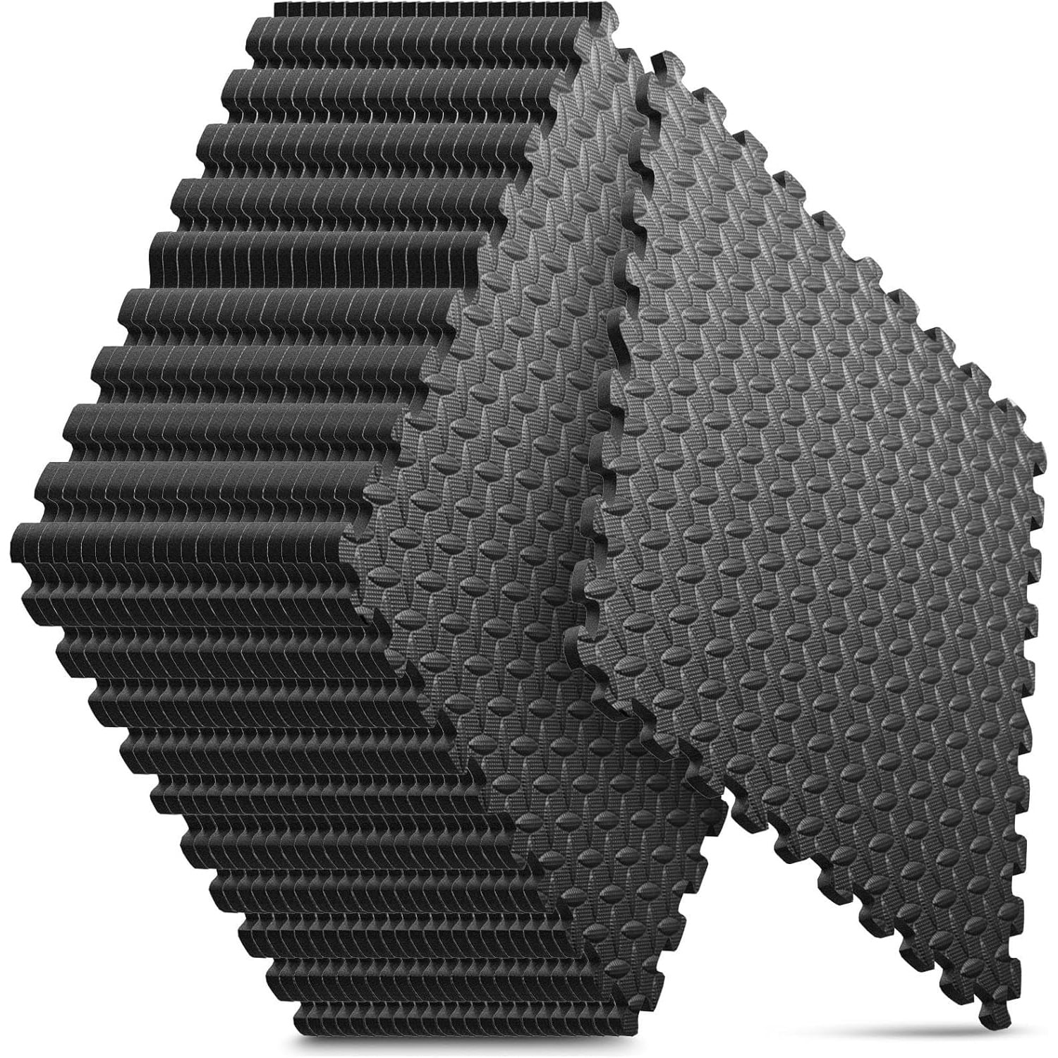 Home Gym Mat, Puzzle Exercise Mat, EVA Interlocking Foam Floor Tiles for Home Workout Equipment and Kids' Play Areas - Black, 24 in x 24 in x ½ in - 24 Tiles (Black, 24 Pack, 96 SQ FT)