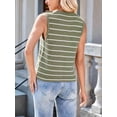 thumbnail image 4 of Women'S 2025 Summer Trendy Crochet Knit V Neck Sleeveless Tie Front Striped Sweater Vests Beach Outfits  Green L, 4 of 7