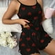 thumbnail image 1 of Conjunto De Pijama Con Estampado De Corazones, Camiseta De Tirantes Con Cuello Redondo Y Pantalones Cortos Con Ribete De Lechuga, Ropa De Dormir Y De Descanso Para Mujer, 1 of 4