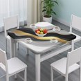 thumbnail image 3 of Black White Gold Marble Pattern Square Fitted Tablecloth with Elastic Edge,Square Table Cover,Washable Elastic Table Cover for Home Kitchen Party Decor 36"x36", 3 of 6