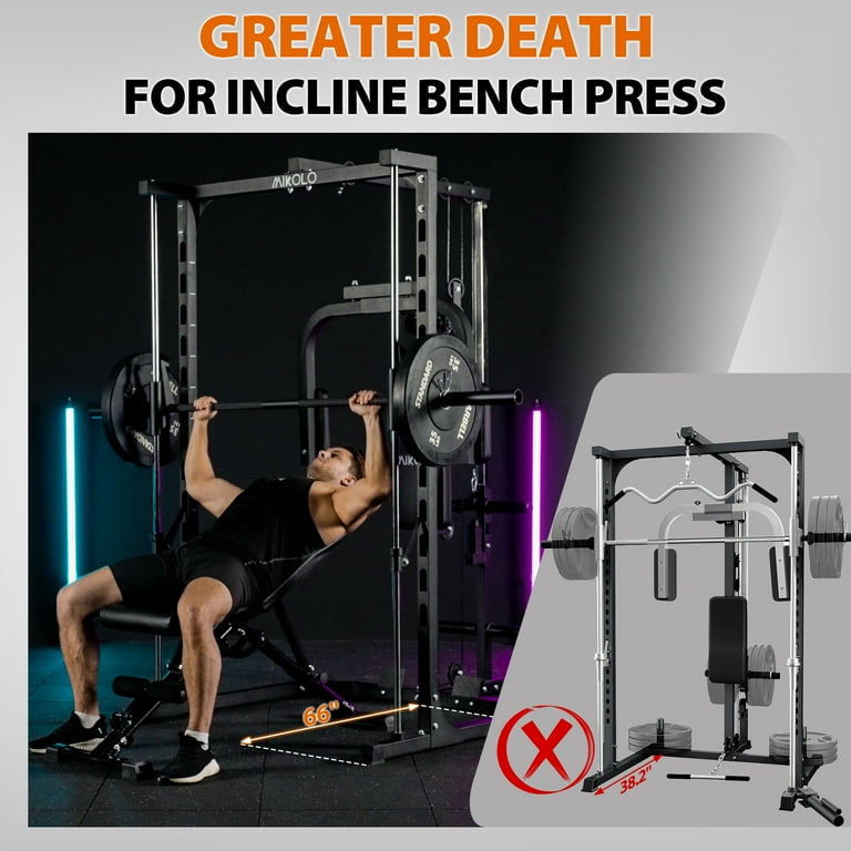 Mikolo Smith Machine Home Gym, Pec Deck, Lat Pull Down, Low Row