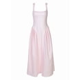 thumbnail image 3 of Women'S Summer Gingham Long Dress Corset Square Neck Lace Up Backless Casual Sundress Pink L, 3 of 9
