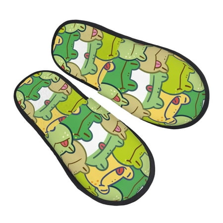 

Bingfone Cartoon Frog House Slippers For Women Men With Soft Rubber Sole Slip On For Indoor/Outdoor-Large