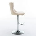 thumbnail image 3 of Triple Tree Velvet Swivel Bar Stool, Button Tufted Upholstered Bar Stool, Beige (Set of 2), 3 of 9