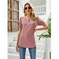 thumbnail image 3 of ZHENWEI Women's Puff Short Sleeve Tops Casual Crewneck Tee Shirts Classic Ribbed Blouses, 3 of 7