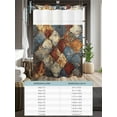 thumbnail image 6 of No Hook Cloth Fabric Shower Curtain with Snap in Liner, Brown Gray Plaid Waterproof Shower Curtains Set with See Through Top Window, Country Abstract Gradient Chic Check Bath Curtains Shower 48"x72", 6 of 6