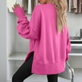 thumbnail image 5 of Women Oversized Sweatshirts Thumbhole Long Sleeve Hoodies Shirts 2025 Fall Side Slit Pullover Top Teen Y2k Outfits Hot Pink XL, 5 of 6