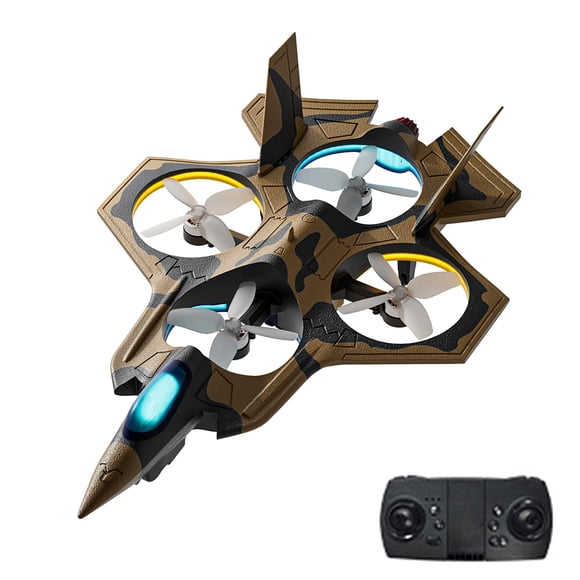 YDJ-D61 2.4GHz Brushless Remote Control Fighter Plane with 18-Min Flight Time, 7.4V 2000mAh Battery, EPP Material, Optical Flow Hover, Yellow - Includes Remote, Charging Cable, Spare Parts (Single