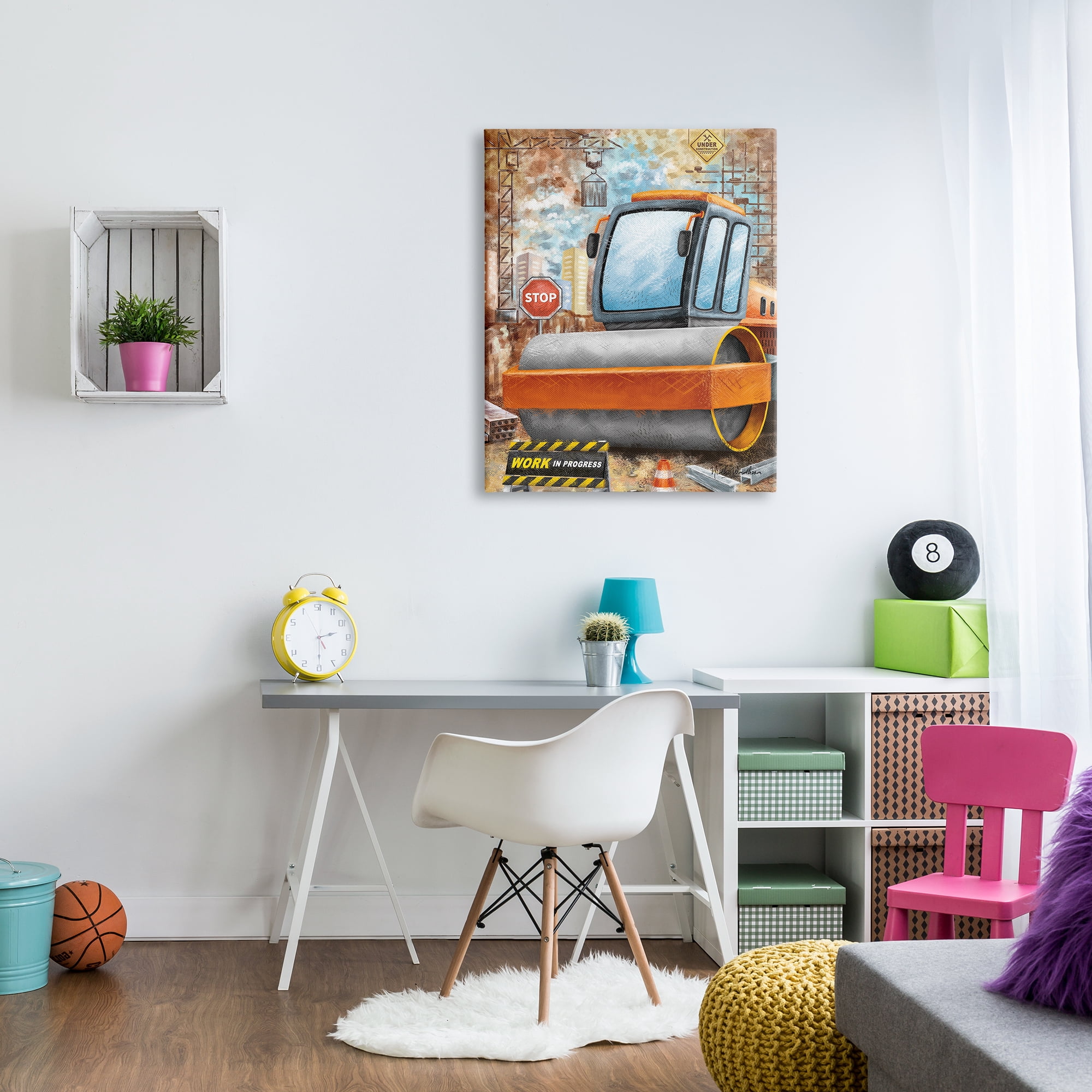 Stupell Industries Construction Work Scene Transportation Painting Gallery Wrapped Canvas Print Wall Art, 30 x 40