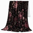 thumbnail image 2 of Dark Romantic Celestial Floral Keys Pattern, Mystical Celestial Art Scene, Warm Flannel Blanket for Sunroom and Reading Nook, Celestial Art Lovers Valentine's Day Gift, Artistic Home Decor, 2 of 9