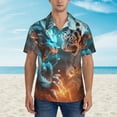 thumbnail image 2 of Logiee Blue Dragon And White Tiger Print Mens Hawaiian Shirts,Loose-Fit Short Sleeve Button Down Tropical Aloha Beach Shirt,Summer Vacation Wedding Tops,Large, 2 of 7