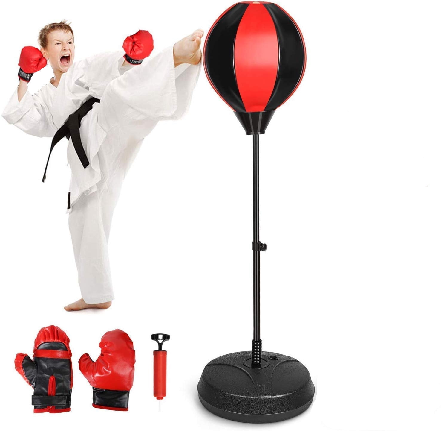 FAGINEY Kids Punching Bag Boxing Gloves Speed Ball Adjustable Stand boxing bag Set Toy Gift For ...