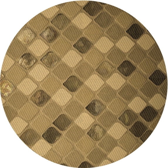 Ahgly Company Indoor Round Patterned Dark Bronze Brown Area Rugs, 5' Round