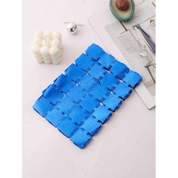 Nvzi Paquete de 2 cortinas de papel de aluminio con cuadrados pequeños de color azul, 3,28 pies x 8,2 pies, decoración y suministros para fiestas
