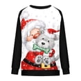 thumbnail image 4 of ICHUANYI Liquidación Camiseta de Blusa Superior con Cuello Redondo y Estampado navideño de Manga Informal para Mujer ICHUANYI WER202308245206, 4 of 5