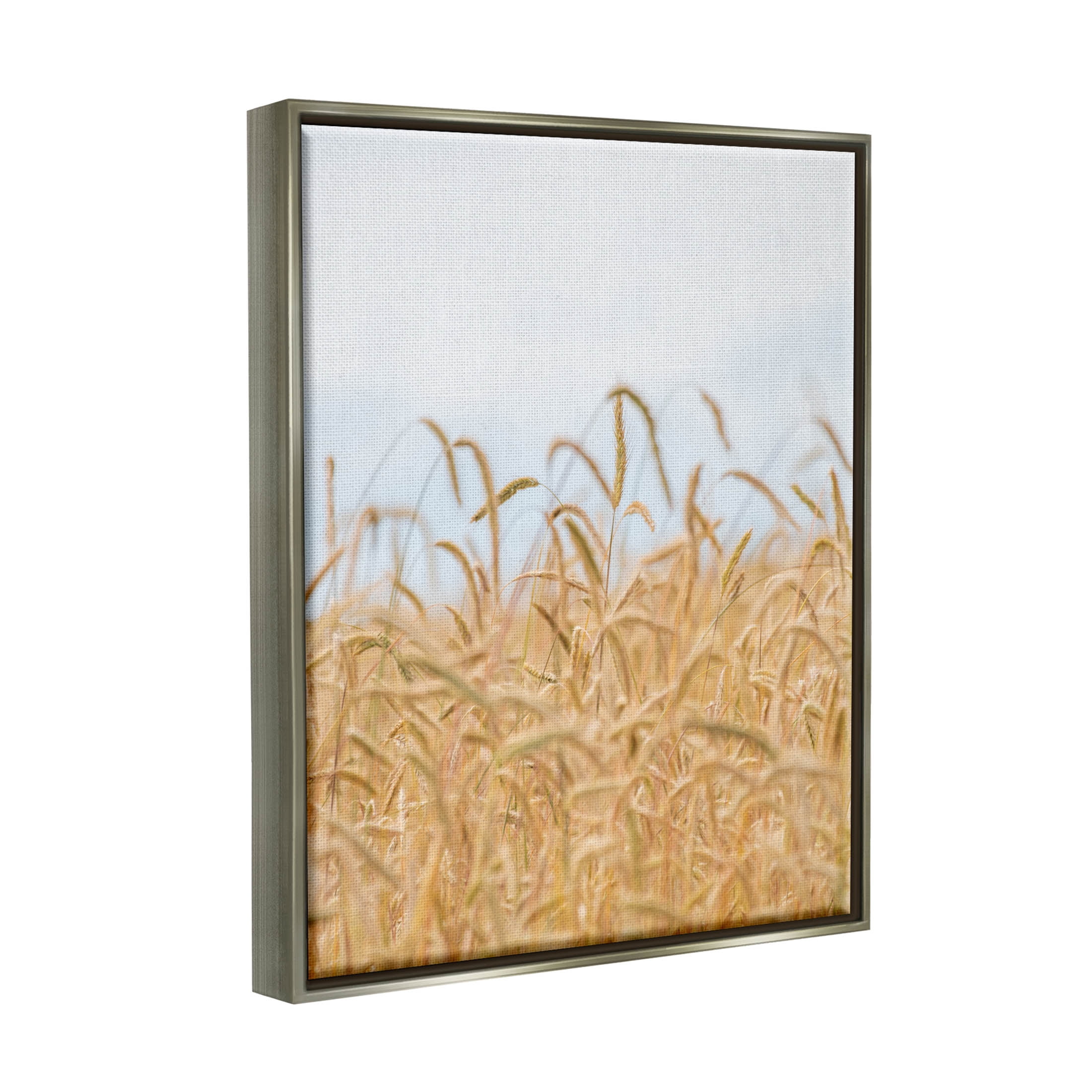 Rural Wheat Field Crops Landscape Photograph Luster Gray Framed Art Print Wall Art