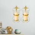 thumbnail image 2 of Adeco  Set of 2 Vertical Wall Hanging Candle Holder Sconce - 6.7 inches high x 3.74 inches Gold, 2 of 5