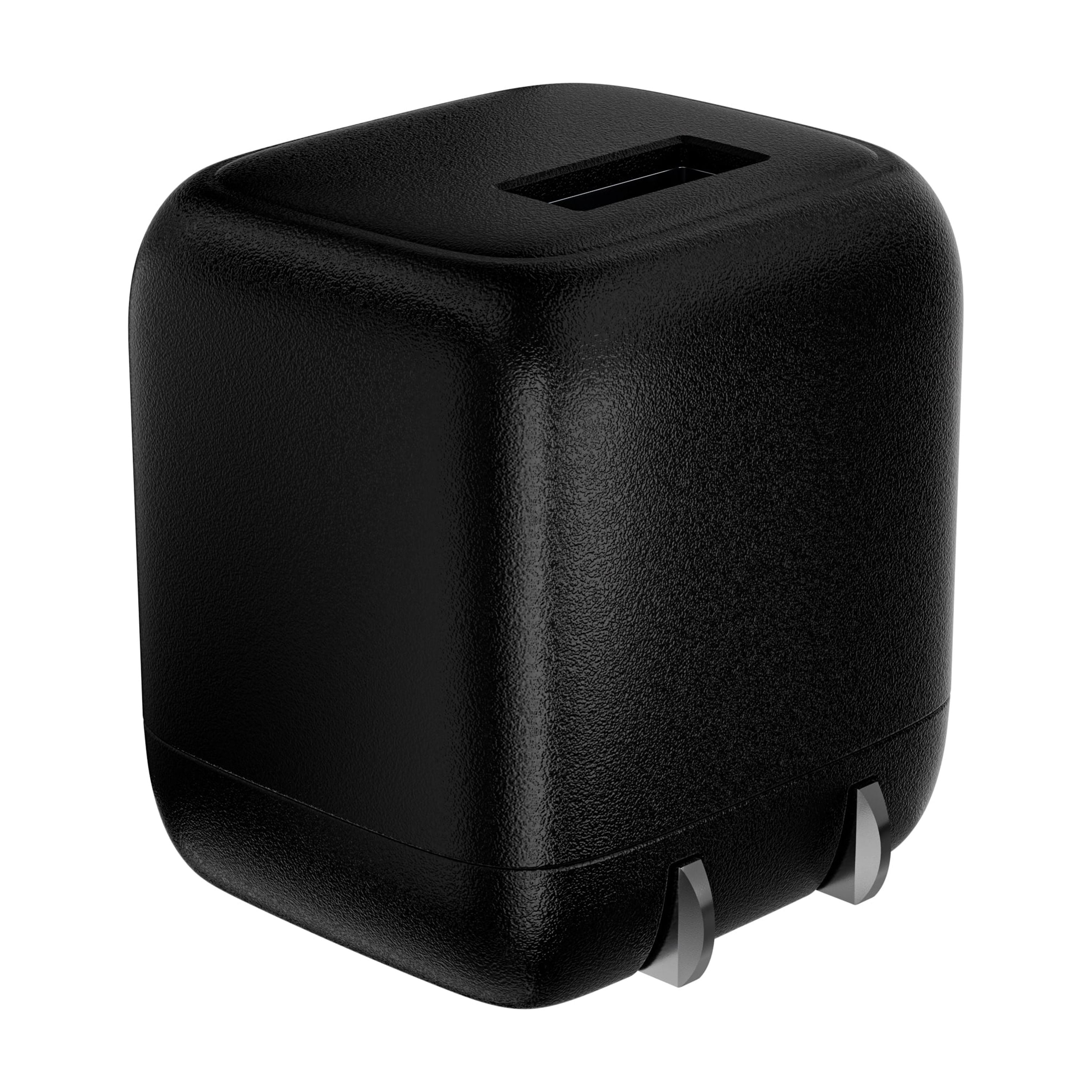 (2 pack) ONN 12W Single USB-A Port Wall Charger With Foldable Plug, Black