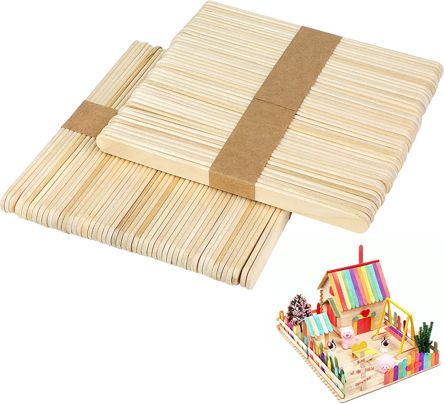 Comfy Package [1000 count] 4.5 inch wooden multi-purpose popsicle sticks  for crafts, ices, ice cream, wax, waxing, tongue depressor wood st