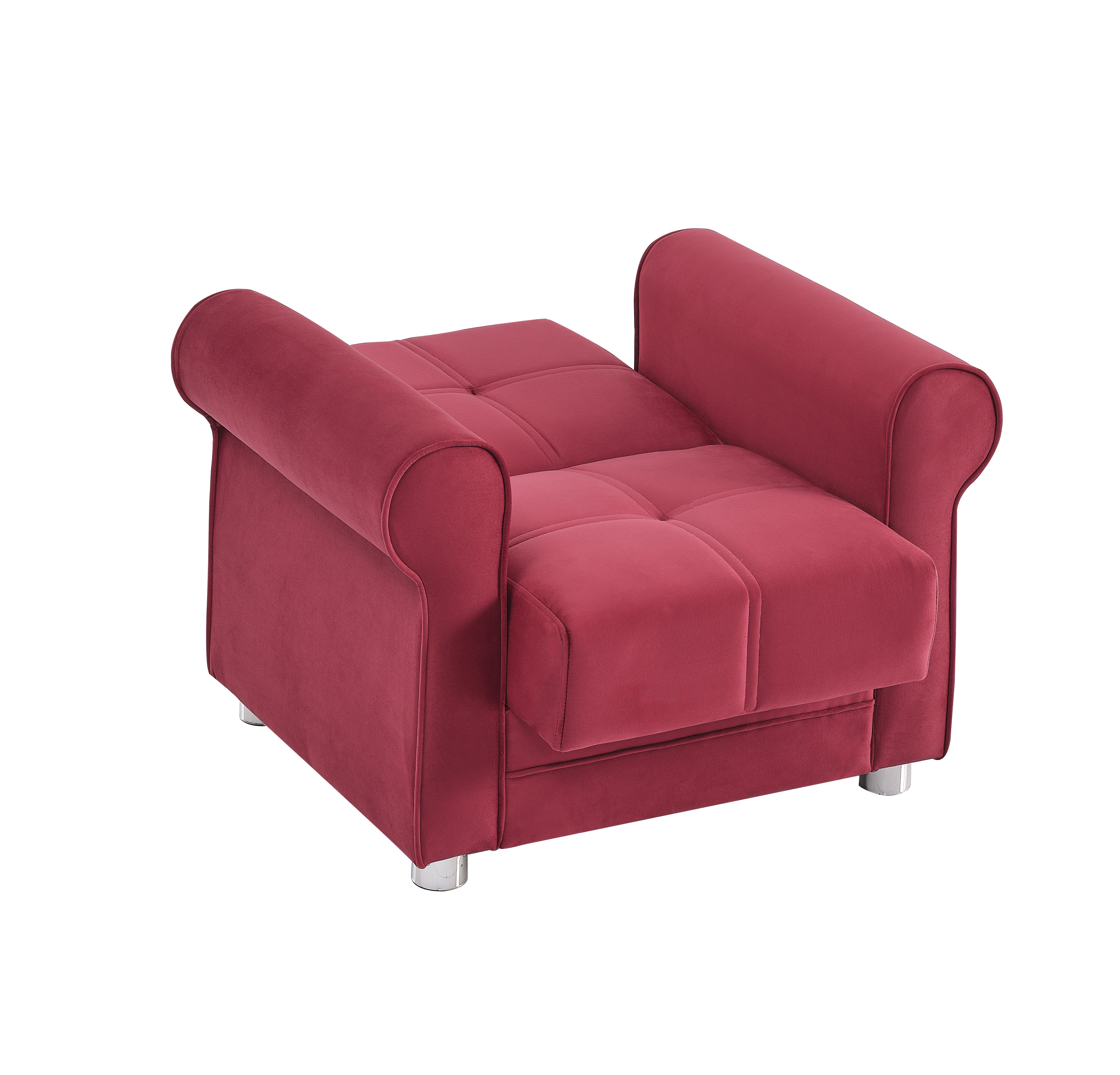 Ottomanson Convertible Accent Armchair with Hidden Storage, Firm Comfort Seating, Burgundy