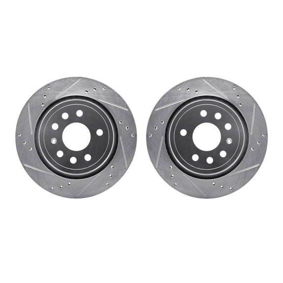 Dynamic Friction Company Rear Brake Rotors-Drilled and Slotted-Silver 7002-65017