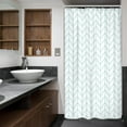 thumbnail image 4 of Stall Small Shower Curtain Half Size 36x72 Inch White Aqua Mint Stand Up Single Narrow Tiny Geometric Chevron Striped Herringbone 7 Hooks Dorm Decor Fabric Bathroom Set Polyester Waterproof, 4 of 6