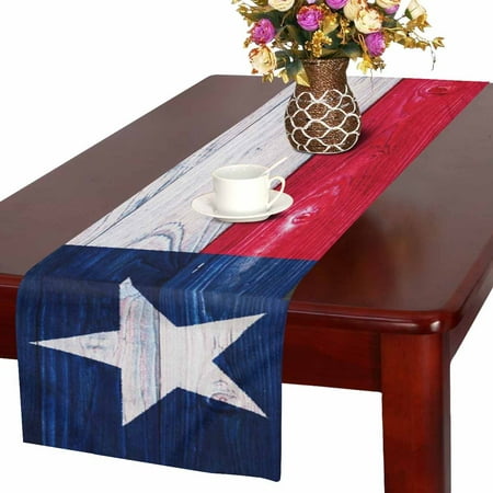 Wood Table Runner MKHERT American State Flag Wood Texas Flag Table Runner Home Decor for Home Kitchen Wedding Party Banquet Decoration 16x72 Inch ()