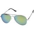 thumbnail image 2 of sunglassLA Unisex Classic Metal Frame Spring Hinges Color Mirror Lens Aviator Sunglasses (Silver / Yellow Mirror) - 56mm, 2 of 4