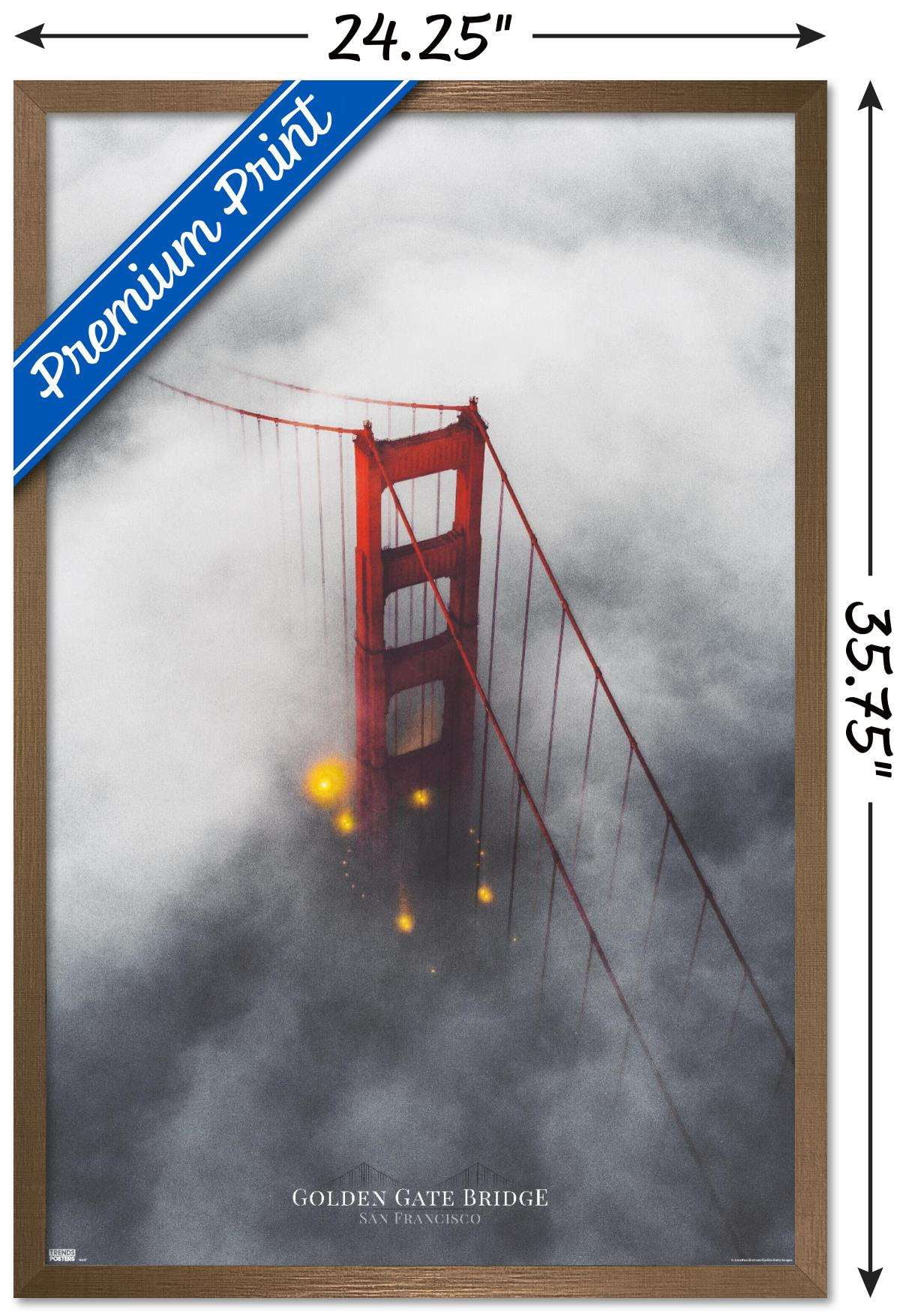San Francisco - Foggy Bridge Wall Poster, 22.375" x 34", Framed