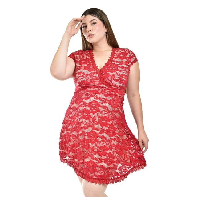 Vestido de encaje Roman Fashion /Tallas Extras, 9791 (Rojo) rojo 38