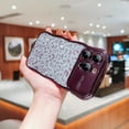 thumbnail image 3 of For iPhone 14 Pro Max Case Curly Wave Frame Glitter Bling Design Cute Wavy Sequin Chrome Soft Silicone Shockproof Protective Large Vision Window Phone Cover for Women Girls, Darkpurple, 3 of 5