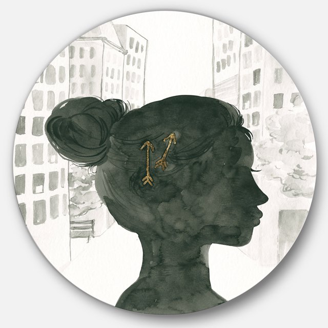 Designart 'Glam Pink Ladies I' Art Mural Cercle en Métal - Disque de 36