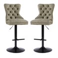 thumbnail image 5 of Tcbosik 2 Pack Upholstered Swivel Barstools, 27.1" - 35" Height Adjustable Bar Stool, PU Leather Island Chair with Button Tufted Back for Kitchen, Dining Room, Easy Assembly, Olive Green & Black, 5 of 11