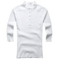 thumbnail image 2 of Sherrylily Men Linen Henley Shirt Long Sleeve Beach Loose Fit Henleys Tops, 2 of 7