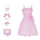 thumbnail image 3 of Margot-Disfraz de Cosplay para mujer y niña, collar de vestido a cuadros con corazón, pajarita, cinturón, traje de carnaval, fiesta de Halloween, color rosa, 3 of 4