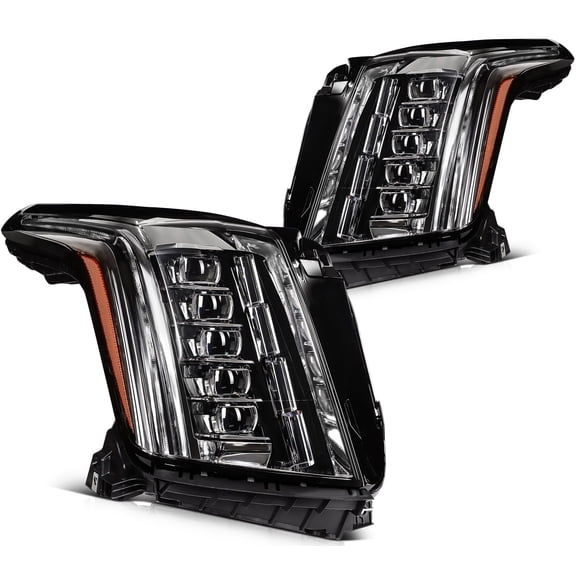 cciyu Headlight Assembly Replacement for 2015-2020 for Cadillac for Escalade Titanium Clear Lens Chrome Housing Driver and Passenger Side Headlamp 84216044 84580183