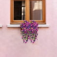 thumbnail image 3 of Faux Flowers Artificial Hanging Flower Outdoor Artificial Petunias for Outdoors UV Resistant Silk Flowers for Outside for Summer Kitchen Porch Patio Balcony Backyard Decor (1Pc,Green), 3 of 5