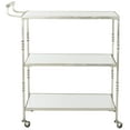 thumbnail image 3 of SAFAVIEH Aurelius 3-Tier Bar Cart with Handle and Casters, Silver/Mirror, 3 of 6