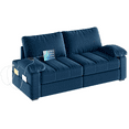 thumbnail image 2 of Renwick 2 Seater Velvet Sofa Couch with Pillow Top Arms & USB Charging Ports, Blue, 2 of 11