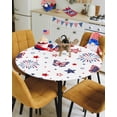 thumbnail image 4 of Independence Day Star Butterfly Fitted Round Tablecloths Elastic Edged Table Covers 36"-44",Freedom Celebration on White Waterproof Dining Room Table Cloth for Kitchen Holiday Party Tables Decor, 4 of 6