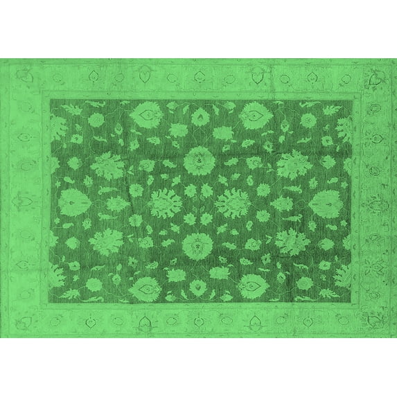 Ahgly Company Indoor Rectangle Oriental Emerald Green Traditional Area Rugs, 7' x 10'