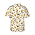 thumbnail image 3 of Balery Bee and Flowers Print Men's Hawaiian Shirts Short Sleeve Beach Shirt Relaxed Fit Vacation Button Down Shirts-Large, 3 of 9