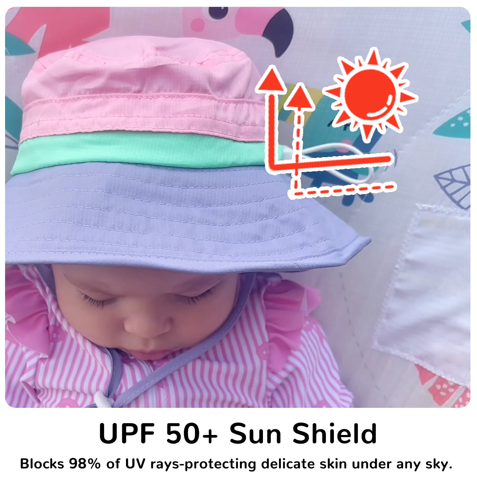 HECCEI Infant Sun Hat UPF 50+ Sun Protection Hat, 6-24 Months, Blue